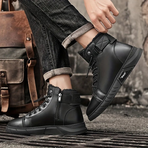 Men’s Genuine Leather Fleece-Lined Orthopaedic Chukka Boots
